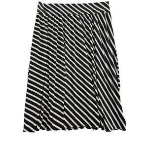 Lane Bryant Striped Skirt Women 14/16 Black Knee Length Stretch